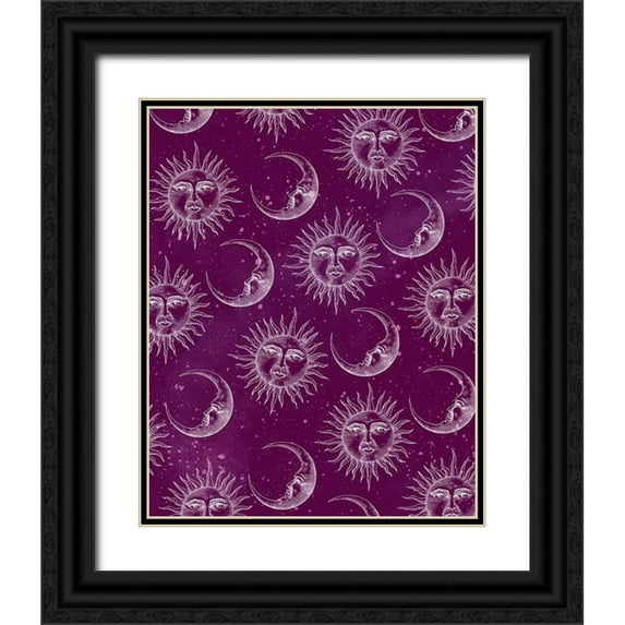 Allen, Kimberly 26x32 Black Ornate Wood Framed with Double Matting Museum Art Print Titled - Sun Moon Pattern Pink