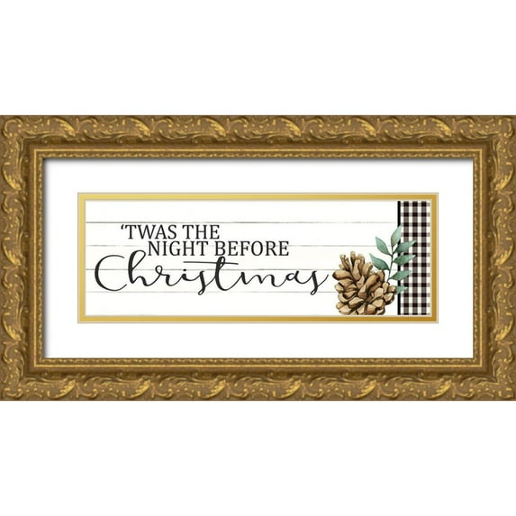 Allen, Kimberly 32x13 Gold Ornate Wood Framed with Double Matting Museum Art Print Titled - The Night Before Christmas