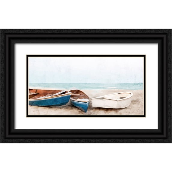 Allen, Kimberly 32x18 Black Ornate Wood Framed with Double Matting Museum Art Print Titled - Three Beached
