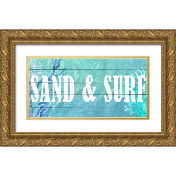 Allen, Kimberly 32x18 Gold Ornate Wood Framed with Double Matting Museum Art Print Titled - Sand and Surf