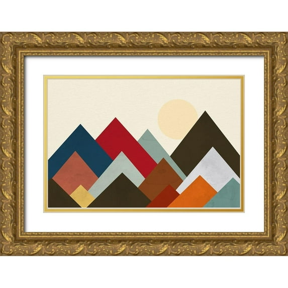 Allen, Kimberly 32x23 Gold Ornate Wood Framed with Double Matting Museum Art Print Titled - Mountain Range 1