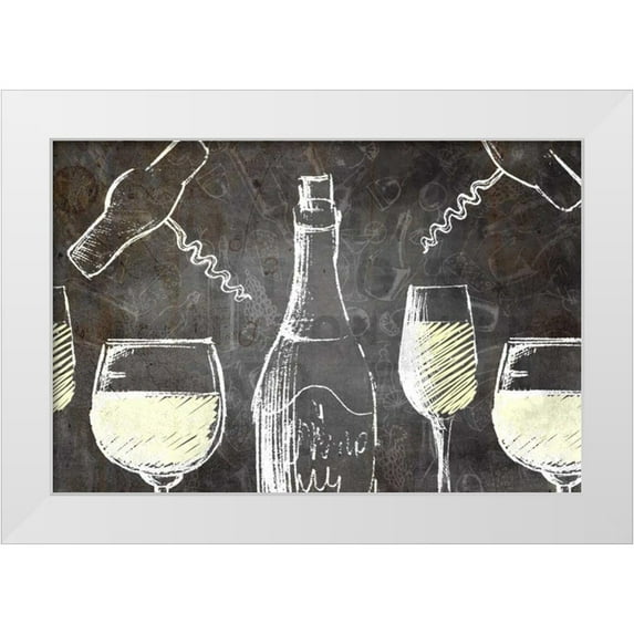 Allen, Kimberly 32x23 White Modern Wood Framed Museum Art Print Titled - Chalkboard Wine 1