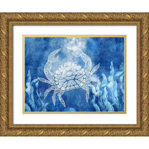Allen, Kimberly 32x25 Gold Ornate Wood Framed with Double Matting Museum Art Print Titled - White Sea Creatures 3