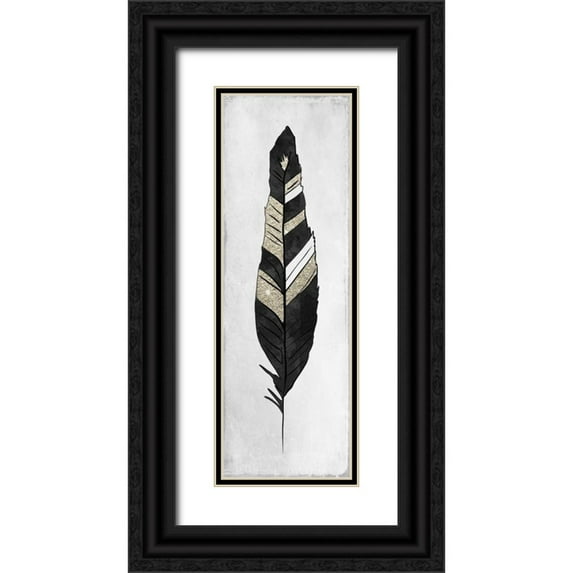 Allen, Kimberly 7x14 Black Ornate Wood Framed with Double Matting Museum Art Print Titled - White Feathered 3