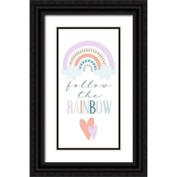 Allen, Kimberly 9x14 Black Ornate Wood Framed with Double Matting Museum Art Print Titled - Follow the Rainbow 1