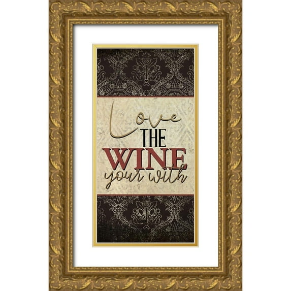 Allen, Kimberly 9x14 Gold Ornate Wood Framed with Double Matting Museum Art Print Titled - Love the Wine 1