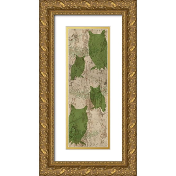 Allen, Kimberly 9x18 Gold Ornate Wood Framed with Double Matting Museum Art Print Titled - Owls and Branches
