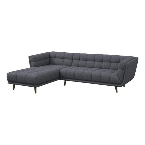 Allen Mid Century Modern Living Room Corner Gray Fabric Sectional Sofa