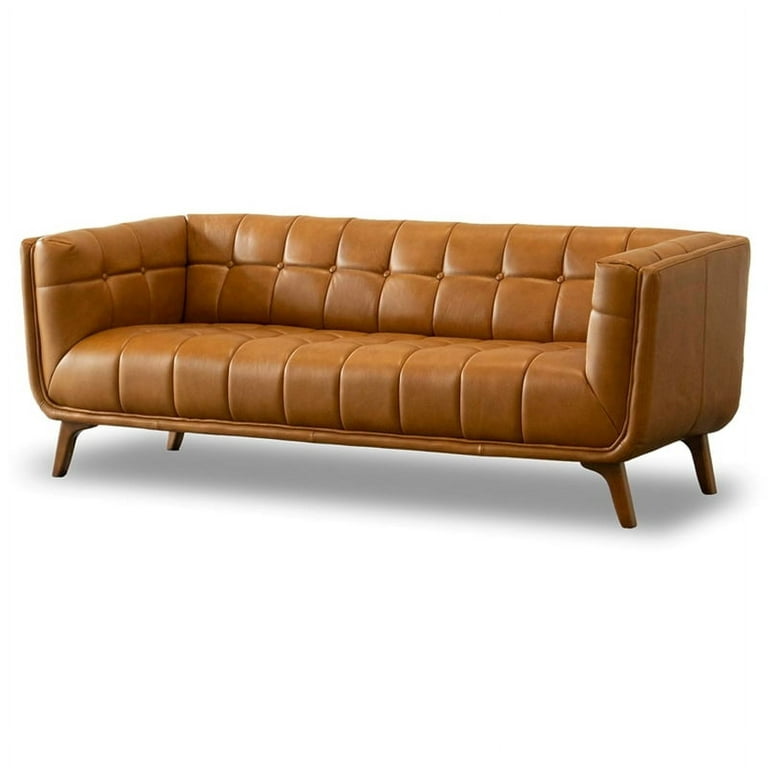 Modern Tufted Back Genuine Leather Sofa