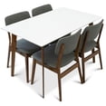thumbnail image 1 of Allen Modern Solid Wood Walnut Dining Room & Kitchen Table and 4 Chair Set, 1 of 10