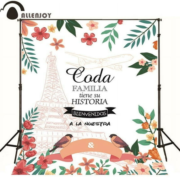 Allen Photographic backdrop Eiffel Tower flower foliage birds original ...