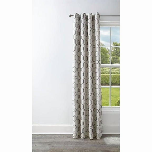 Allen + Roth 95-In Mushroom Geometric Blackout Thermal Lined Grommet Curtain Panel, Single