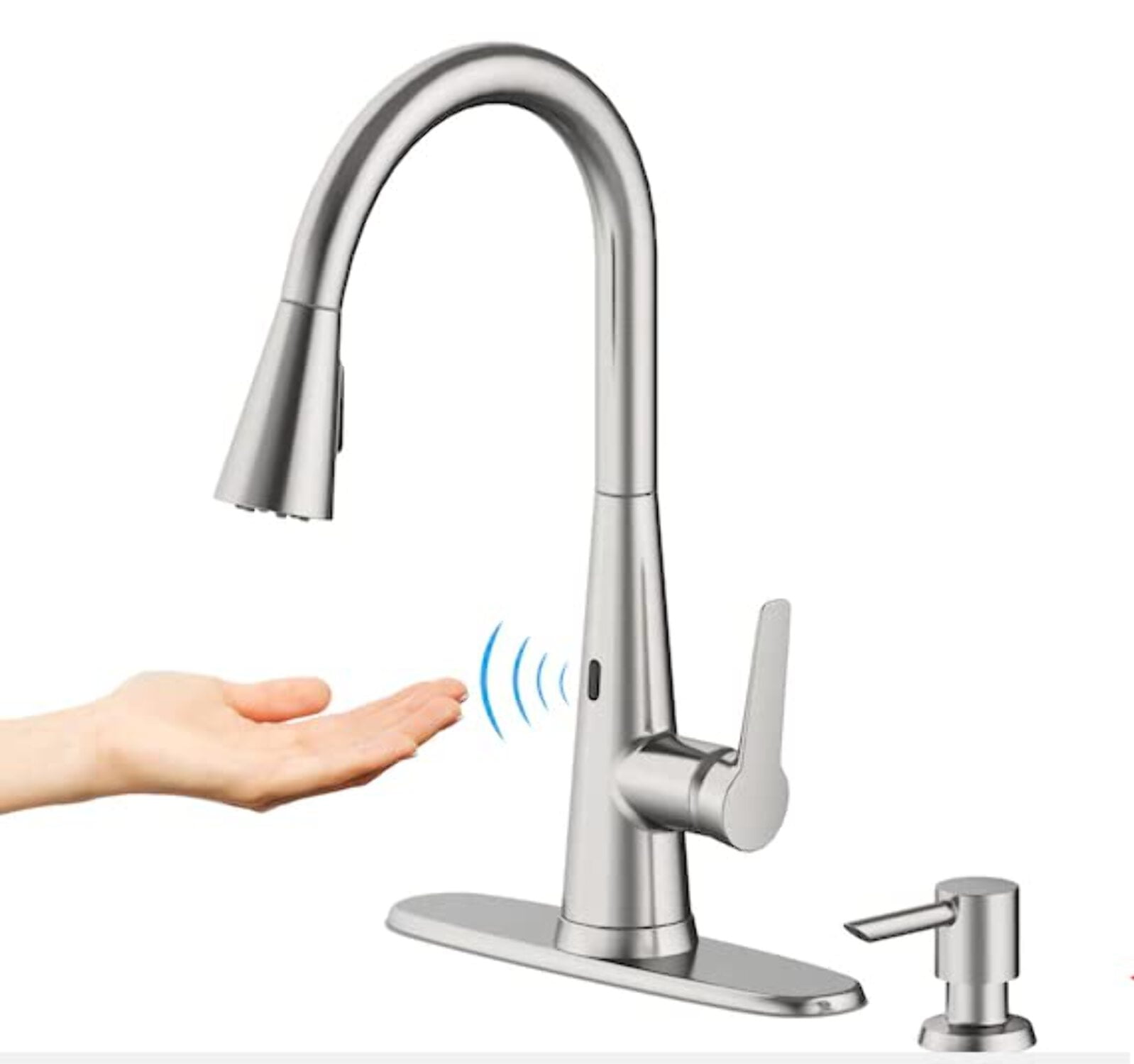 Tolland Stainless Steel Touchless Pull-Down Kitchen Faucet with Soap Dispenser