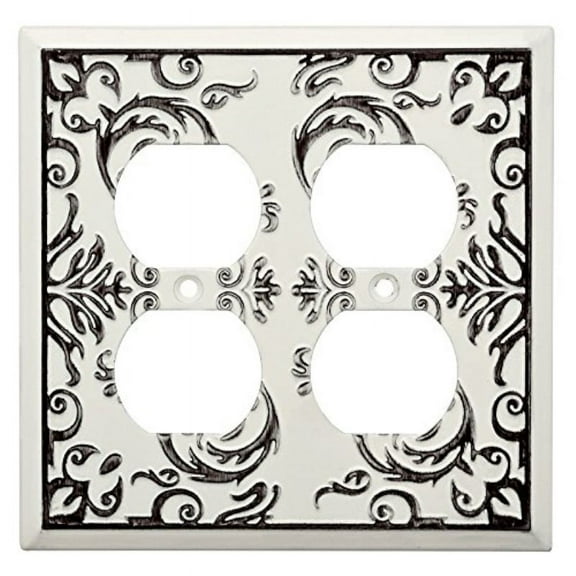 Allen + Roth W27112-WW Fairhope White Wash Double Duplex Cover Plate