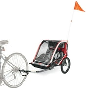 Allen Sports Deluxe Bicycle Trailer for 2-Children up to 50 lbs each, model T2 color Red, max capacity 100 lbs