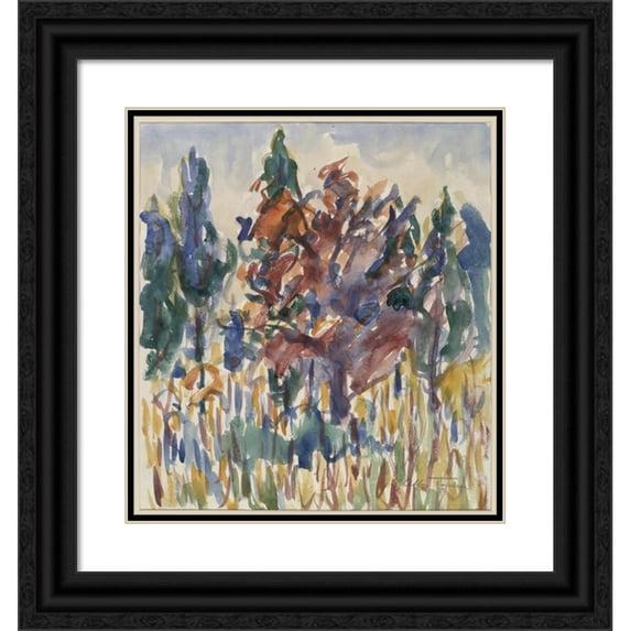 Allen Tucker 15x16 Black Ornate Wood Framed Double Matted Museum Art Print Titled - October Trees (ca. 1914)