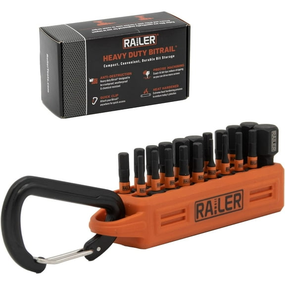 Allen Wrench Hex Bit Set - Railer 1 Inch Impact Driver 20pc Hex Bit Set With A Bit Holder & Carabiner. Premium S2 Steel, Ideal For Furniture Screws