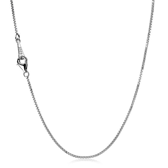 AllenCOCO 0.8mm Sterling Silver Chain Necklace Thin Italian Box Chain Silver Rope Necklace with Lobster Clasp, Perfect Replacement for Pendant 18 Inch