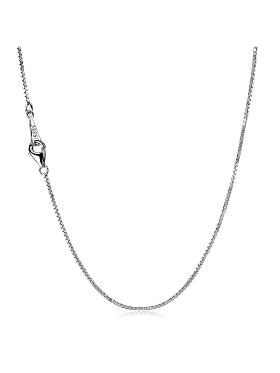 0.8mm Sterling Silver Chain Necklace Thin Italian Box Chain Silver Necklace with lobster clasp,Graduation Gifts Perfect Replacement for Pendant 20 Inch