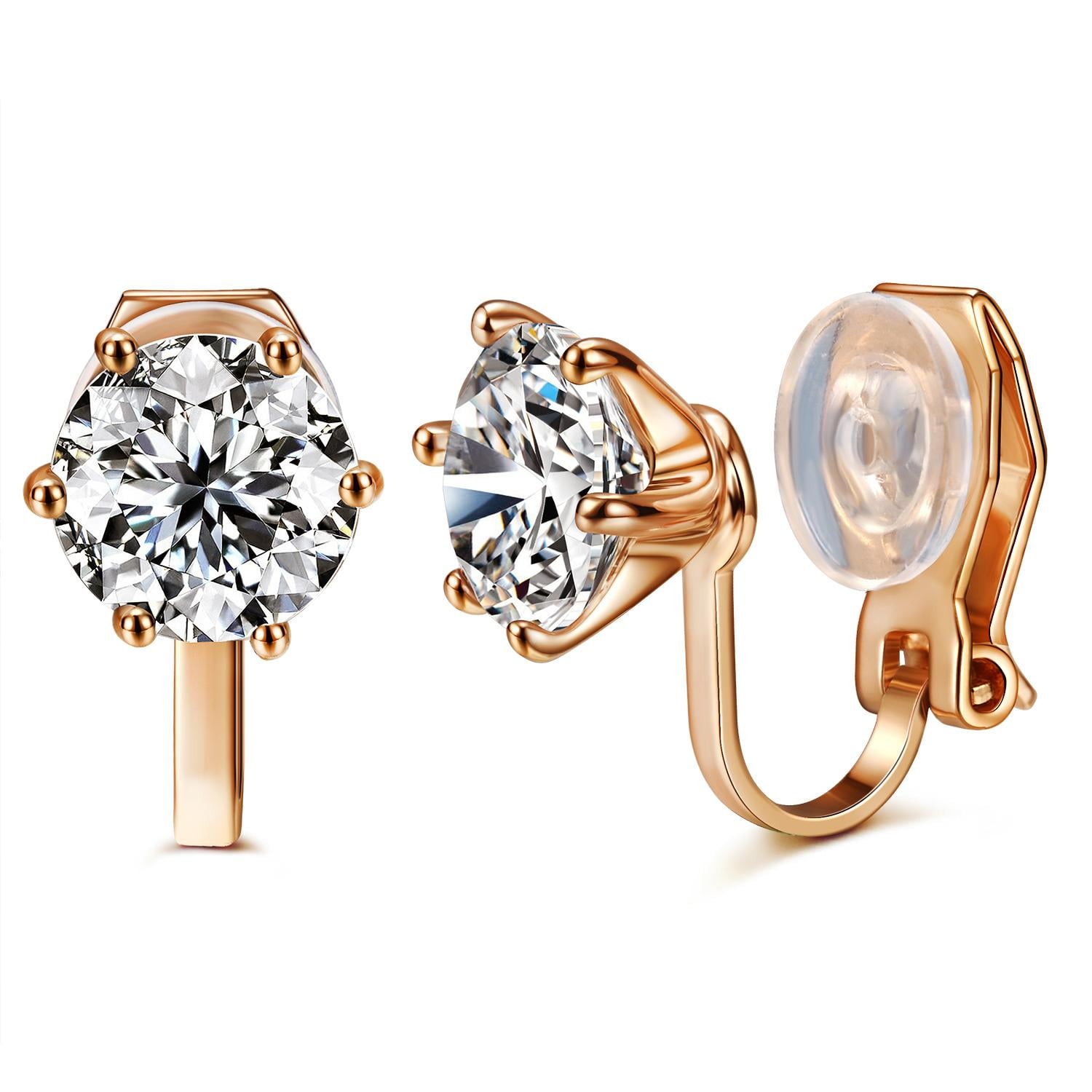 AllenCOCO 14K Rose Gold Plated Clip On Halo Earring AAAAA 1 5 Ct Cubic Zirconia Solitaire Studs Earrings Women Girls Gifts Non Pierced Rubber Pads 7 ddc15c5f eeb0 4595 914e 576481460af7.2a6515dc95d057dfec15d2e2dce977bc