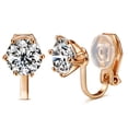 thumbnail image 1 of AllenCOCO 14K Rose Gold Plated Clip-On Halo Earring with AAAAA 1.5 Ct Cubic Zirconia Solitaire Studs Earrings for Women Girls Gifts, Non Pierced with Rubber Pads - 7.5mm Round Simulated Diamond, 1 of 6
