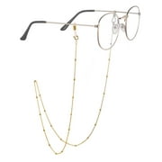 AllenCOCO 18K Gold Plated Eyeglass Beaded Chain for Women Sunglasses Eyewear Strap Holder Reading Glasses Retainer Graduation Gifts