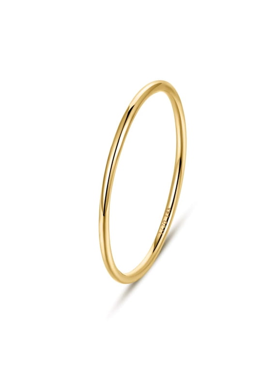 1mm 14K Gold Filled Rings Stackable Dailywear for Women Thin Gold Ring Plain Statement Band Graduation Gifts,Comfort Fit Size 5 to 10