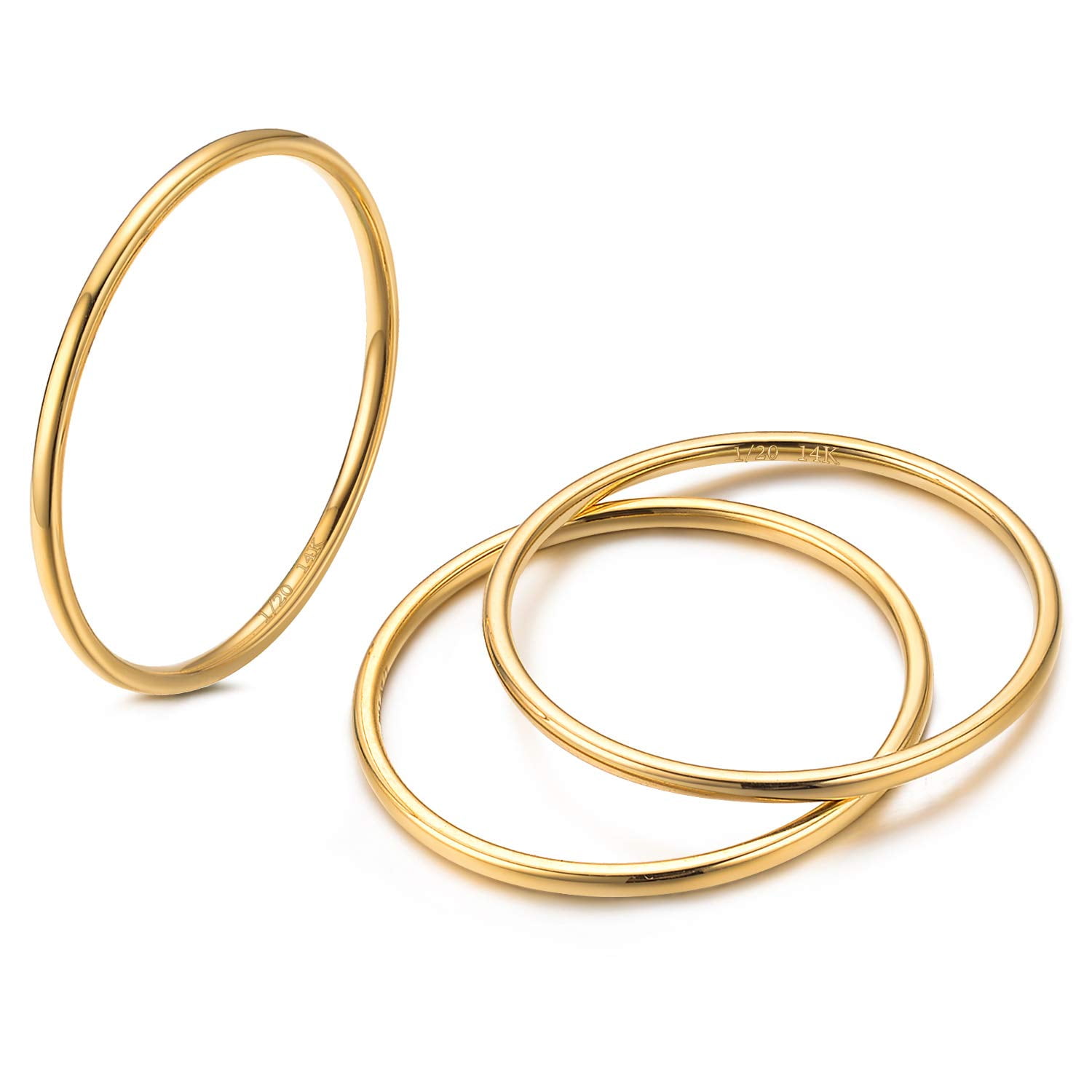 AllenCOCO 3Pcs Stacking Rings Set 1mm 14K Gold Filled Rings for Women ...