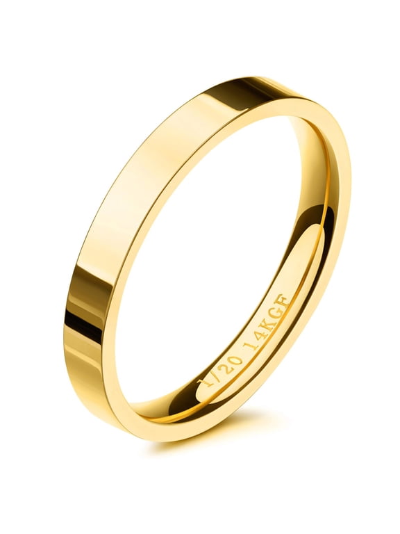 3mm 14K Gold Filled Stacking Rings for Women Gilrs Statement Band Stackable Finger Ring Plain Dome Comfort Fit Size 5 to 10