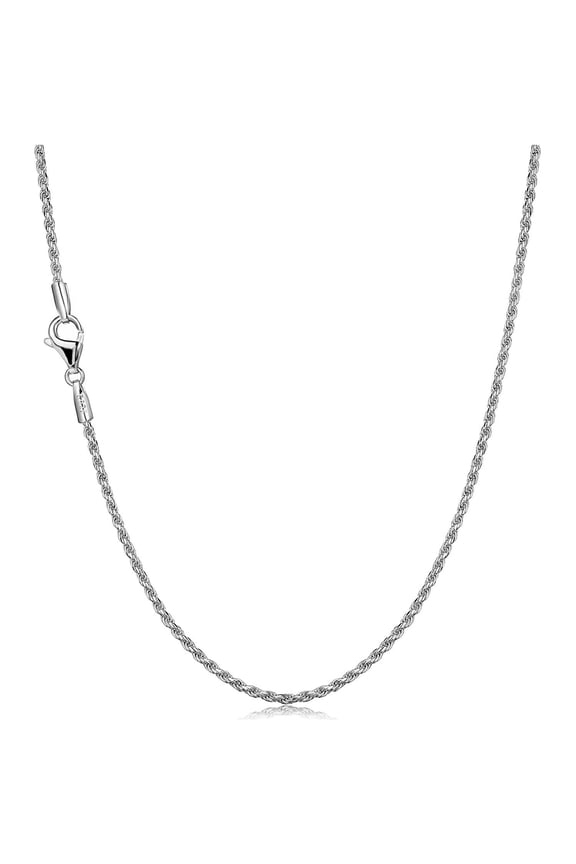 Sterling Silver Rope Necklace Diamond-Cut Braided Twist Link,1.2mm 925 Rhodium Necklace Chains Replacement for Pendant 16 to 22 Inch,Graduation Gifts for Love