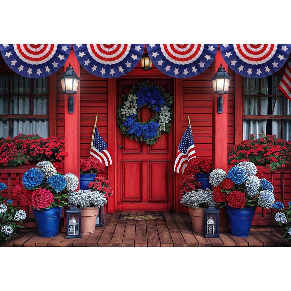 Allenjoy 4th Of July Wreath and Flags Backdrop - Walmart.com