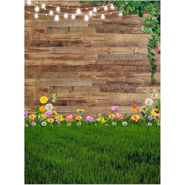 Allenjoy 72" x 96" Spring Brown Rustic Wood Backdrop Photography Spring