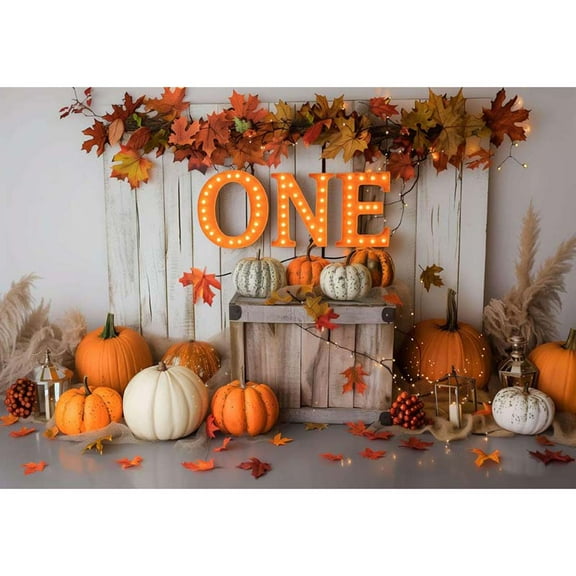 Allenjoy Autumn 1st Birthday Pumpkin Backdrop