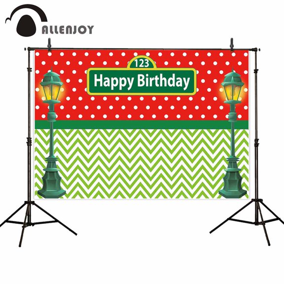 Allenjoy Cartoon Street Backdrop Baby Shower Birthday Party Christmas Children Chevron Dot Background Photocall Photobooth