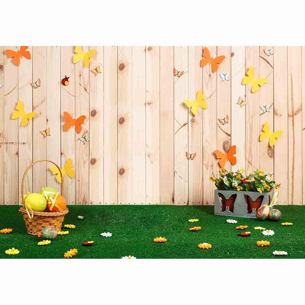 Allenjoy Easter Party Egg Background Photography Wood Door Baby Shower