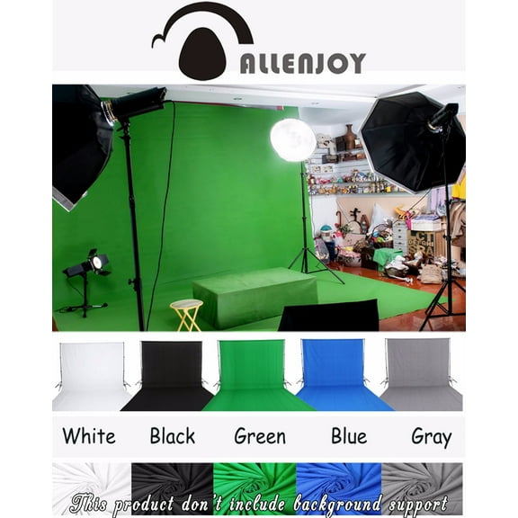 Allenjoy Green screen background chroma key more color Options Customized Size Professional Photo Lighting Studio