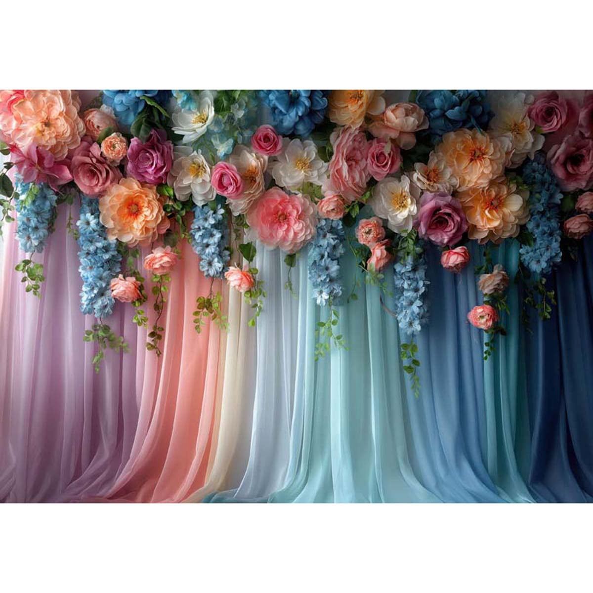 Allenjoy Ombre Pastel Color Drapery with Floral r Backdrop - Walmart.com