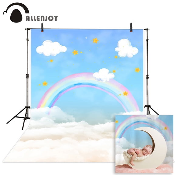 Allenjoy Photography Background Blue Sky White Cloud New Born Baby Birthday Theme Backdrop Professional Photo Studio
