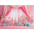 Allenjoy Pink Lollipop Dessert Backdrop