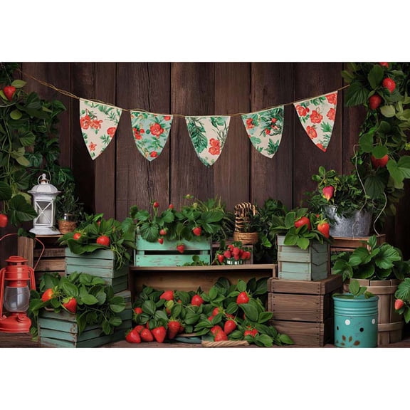 Allenjoy Strawberry Fruit Store Backdrop