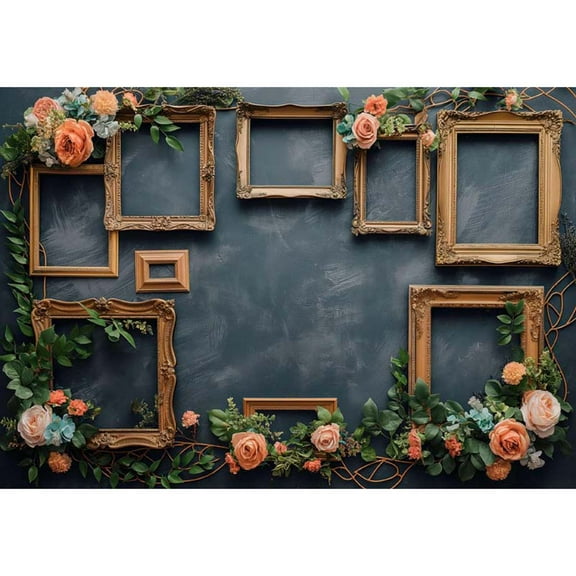 Allenjoy Vintage Picture Frames on Dark Blue Wall Backdrop