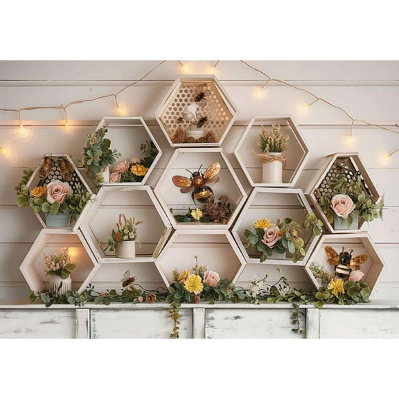 Allenjoy Wall bee themed floral decoration background