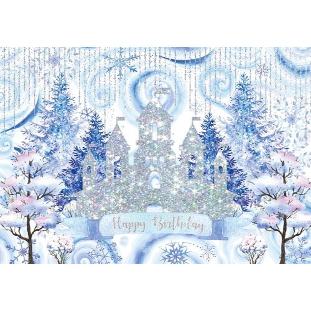 Winter Wonderland Castle Snowy Birthday Backdrop