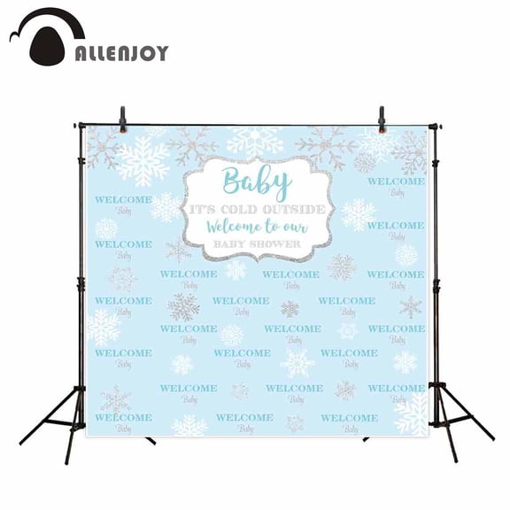Allenjoy Winter baby shower photography backdrop snowflake step and repeat blue background photo studio party photocall custom
