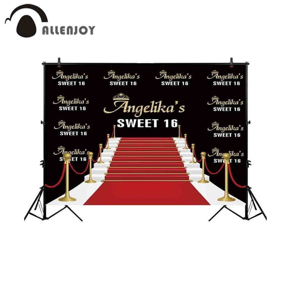 Allenjoy backgrounds for photography studio golden steps road red carpet sweet 16 backdrop birthday party customize photocall