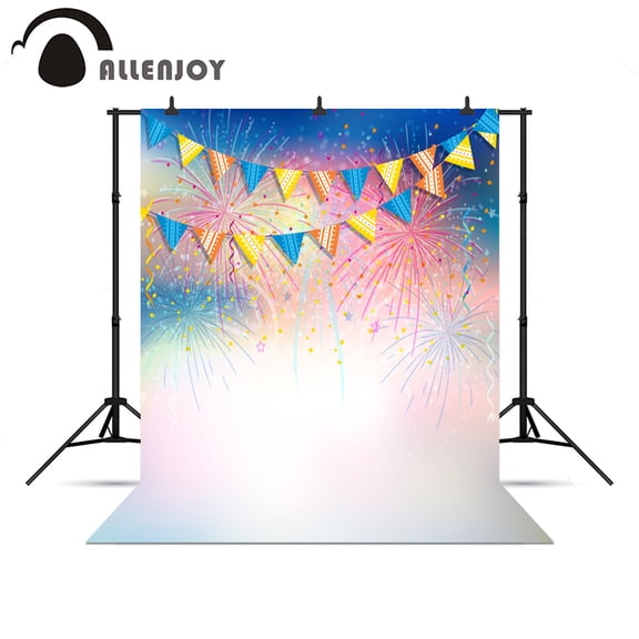 Allenjoy photographic photo background Color Banner happy New year firework vinyl children photography backdrop for photo Studio