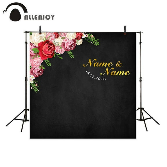 Allenjoy photography backdrop Black Personal customize Red flowers Golden background photo studio new design camera fotografica