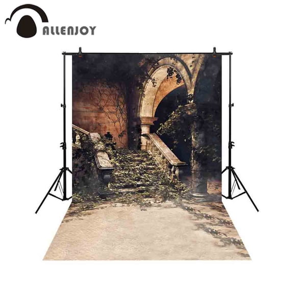 Allenjoy professional photography background forgotten dark castle everywhere ivy stairs cracked wallbackdrop photo studio