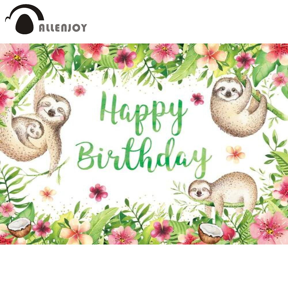 Sloth Birthday Banner & Garland Set - Tropical Leaves Theme Party Decor For Baby Shower Or Birthday