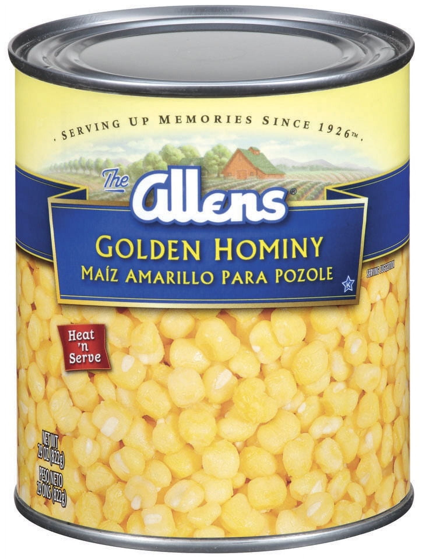 Allens Canned Golden Hominy 108 oz , Can